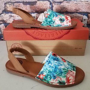 Sling Back Floral Sandals "Kite Print"